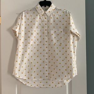 Madewell size small yellow/gold sunburst/flower embroidery white button down top